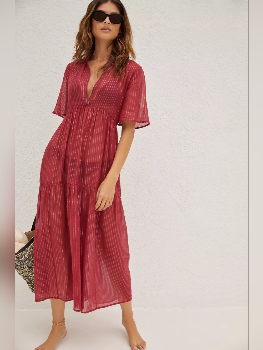 Anthropologie The Kallie Flowy Maxi Dress: Lurex Edition - Picture 2 of 12